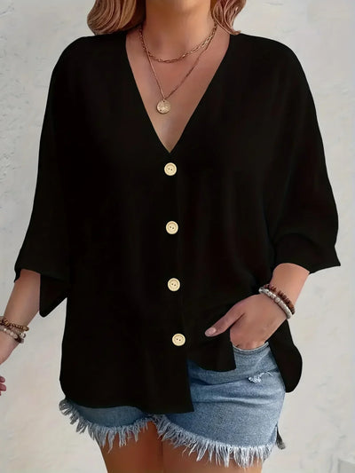 Mira™ | Signe – Blus med knäppning och ¾-ärm